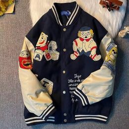 American Letter Towel Embroidered Jacket For Men Y2K Street Hip-hop Retro Baseball Uniform Couple Casual All Game Jacket Top 240104