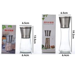 Stainless steel manual mill grinder Glass Bottle Spice Shakers Seasoning Grill Adjustable Chicken Salt And Pepper Grinder smoke mill grinder Smoking Accessories