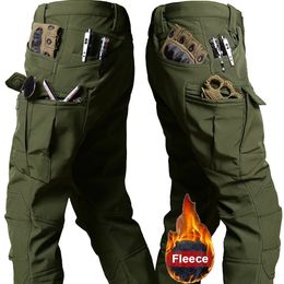 Winter Pants Men Outdoor Windproof Waterproof Thick Tactical Trousers Softshell Fleece Military Warm Multi-pocket Work Camo 4XL 240103