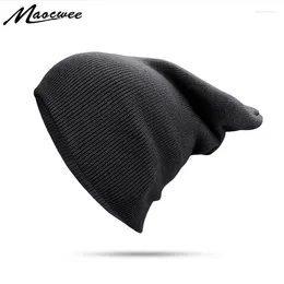 Berets Men Women Unisex Knitted Beanie Hat Autumn Winter Caps For Lady Solid Acrylic Cotton Soft Warm Crochet Skull Mask Cap