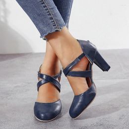 Sandals 2024 Roma Pumps For Women Retro High Heel Ankle Summer Belt Buckle Casual Women's Shoes Size 43