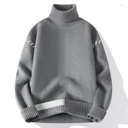 Men's Sweaters Korean Fashion Mens Turtleneck Sweater Y2k Autumn Winter Loose Casual Knitted Pullovers Men Thick Warm Patchwork Knitwear