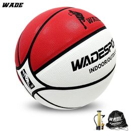 WADE Original Cute Dual Colour Spirit PU Leather ball for Indoor and Outdoor Adult Basketball size 7 240103