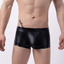 Underpants Man Sexy Synthetic Leather Boxers Funny Panties Male Gay Penis Pouch Jockstrap Bulge Men Underwear