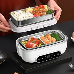 1100ml Insulated Lunch Box Double Layer Steamed Rice Stew Heated Lunch Box Pluggable Self Heating Steamed Egg Breakfast Machine 240103