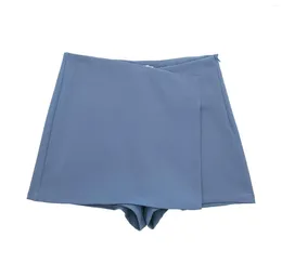 Women's Shorts Fashion Paleo Style Asymmetrical Skirts Retro High Waist Side Zipper Culottes
