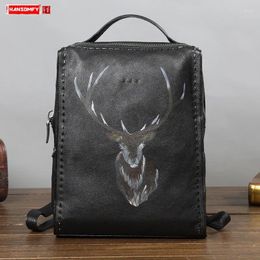 Backpack Genuine Leather Men's Men Retro Casual Travel Bag First Layer Cowhide Computer Korean Tide School Bags