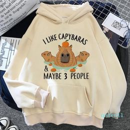 Menarik Pakaian Lengan Sweater 2024 Women's Hoodies Hoodie Wanita Capybara Estetika