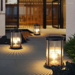 Retro Black LED Lawn Light Outdoor Waterproof Luxury Villa Pathway Pillar Lighting Park Road Landscape Lamps Decorat Fixtures