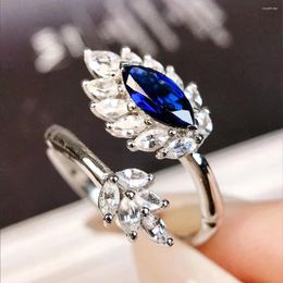 Cluster Rings JY2024 No.3981 Sapphire Ring Natural 0.62ct Blue Gemstones Pure 18K Gold Jewellery For Women Diamonds