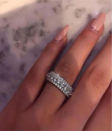 Size 6789 Super Sparkling Luxury Jewelry Real 925 Sterling Silver Pave White Sapphire Eternity Popular Women Wedding Band Ring 2954088