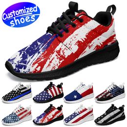 Customised shoes running shoes BLONDON-01 star lovers diy shoes Retro casual shoes men women shoes outdoor sneaker the Stars and the Stripes Grey big size eur 36-50
