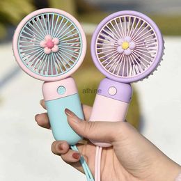 Electric Fans Rechargeable Portable Fan Electr Summer For Home Outdoor Standing Mobile Handheld Convenient Cute Flower Mini USB Portable Fan YQ240104