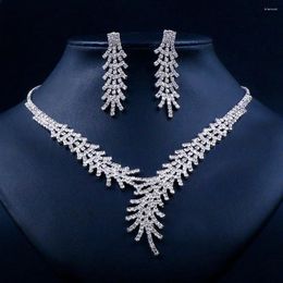 Necklace Earrings Set Stonefans 2pcs Simple Bride Jewellery Rhinestone Wedding For Women Multi Layer Branches Jewellery Gift