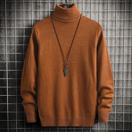 Fashion Men Solid Color Sweater Turtleneck Long Sleeve Knitted Pullover Top Blouse for Warm Men's Slim Fit Clothing 5XLM 240104