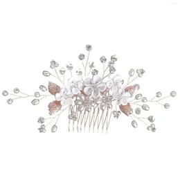 Hair Clips Gentle Tiara Comb Fork Alloy Headdress With White Flowers For Bridesmaid Wedding Dating Shopping