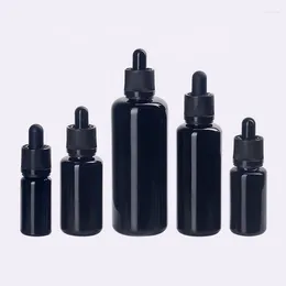 Storage Bottles European Black Glass Bottle 30ML 15ML 10ML Essential Oil With Child Resistant Cap And Dropper Pipette