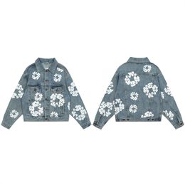 Men's floral pattern Jackets women's Denim Coat Wash Blue Designer Womens Button Letters Shirts couple designers Jacket S-XL