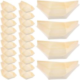 Dinnerware Sets 50 Pcs Sushi Plate Sashimi Disposable Trays Reusable Container Wood Natural Pine Wooden Serving Platter