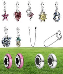 Fine jewelry Authentic 925 Sterling Silver Bead Fit Charm Bracelets Me Series Safety Chain New Pineapple Small Safety Chain Pendant beads4985145