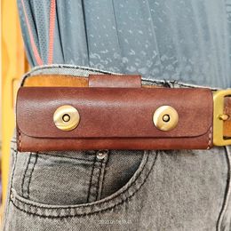 Smallsize Folding Knife Holder Jackknife Case waist Bag Belt Pack Military Leather Sheath Handmade Customised PHD 240103