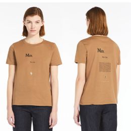 France 2024 Maxmara Gilded Little Camel Letter Printed Cotton T-shirt Top for Women