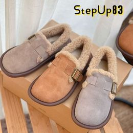 Winter Warm Wool Slippers Designer Australian Boots Women Flat Mules Suede Leather Slip-on Tasman Slipper Outdoor Shoes