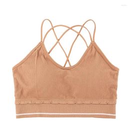 Yoga Outfit Women Fitness Sports Bra Shockproof Sexy Seamless Bralette Running Gym Vest Underwear Fashion Thread Cross Beauty Back