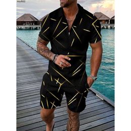 Retro Designer Mens Tracksuits Polo Suit Set Print Short Sleeve Piece Outfits Plus Size 3xl Resort Wear Loungewear Track Suit Designer