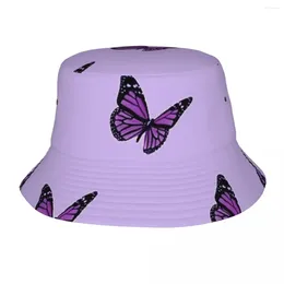 Berets Purple Butterfly Bucket Hats Panama For Kids Bob Outdoor Autumn Fisherman Summer Fishing Unisex Caps