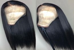 Soft Brazilian Black Long Silky Straight Full Wigs Human Hair Heat Resistant Glueless Synthetic Lace Front Wig for Fashion Women3792529