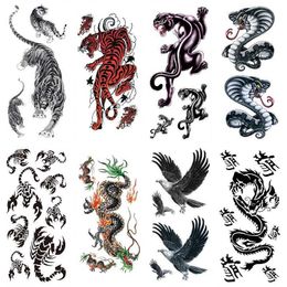 Animal pattern tattoo sticker with mountain tiger, leopard, snake, scorpion, eagle, waterproof water transfer printing