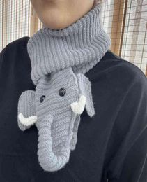2022 New Warm Knitted Scarf Women Men 3D Cartoon Elephant Scarves Winter Kids Neckerchief Cute Animal Design Bufandas Foulard T2208778897