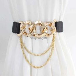 Belts Ladies Fashion Women's Belt Personality Metal Chain Snaps with Dress Coat Decoration Elastic Waist Seal 2 Styles Belts