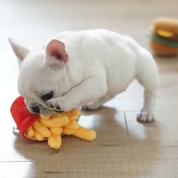 Dog Toys Chews Soft Dog Toys Plush Pet Dog Toys for Dogs Hambuger Puppy Squeaker Sound Toy Jouet Chien Funny Puppy Small Dogs Interactive Toy