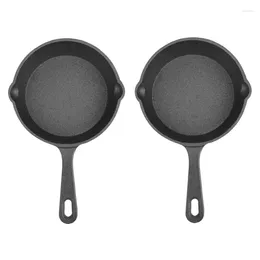 Pans 2X Cast Iron Non-Stick Skillet Frying Pan For Gas Induction Cooker Egg Pancake Pot Kitchen Dining Tools Cookware-14Cm