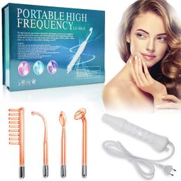 4 In 1 Portable High Frequency Electrotherapy Beauty Device Spot Remover Skin Care Spa Derma 4 Violet Ray Wand 240103