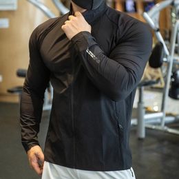 Jackets 2023 Men Sport Jackets Gym Training Running Fiess Sweatshirts Quick Dry Windbreaker Tracksuit Sunscreen Clothes Zipper Up Coat