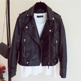 Wholesale Girls Casual College Style PU Leather Jackets Students Slim Plus Size Coats S-3XL 1368