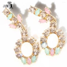 Dangle Earrings YaYi Jewellery Fashion Multi Glass Rhinestone Crystal Earring Girls Lady Women's Ancient Gold Colour Gem Gift