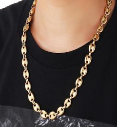 836039039 HIP Hop Width 9MM Stainless Steel Gold Coffee Beans Link Chain Necklace Chain bracelet 316L Stainless For Men Wom4838640