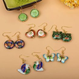 Dangle Earrings Handmade Cute Vintage Dangling For Women Jewellery Animal Eardrop Chinese Cloisonne Enamel Accessories