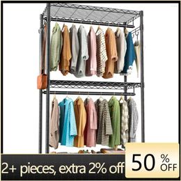 Hangers Laundry Holder Black Freestanding Metal Wardrobe Garment Rack Standing Coat To Hang Clothes Dress Hanger Racks Home