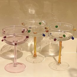 Champagne Coupe Colorful Goblet Glass Sparkling Gem Cocktail Champagne Glass Dessert Drinking Glasses Bar Wine Glasses 240104