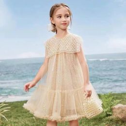 Girl Dresses Girls Light Luxury Mesh Beaded Dress Little Summer Children's Sequin Princess Big Clothes