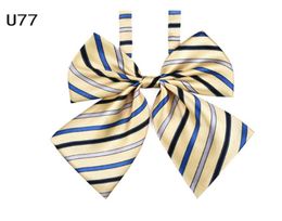 Zebery Bow Tie Women High School Girl Student Cosplay Uniform Formal Suit Accessories Cravat Butterfly Knot Striped Blue P0207656100