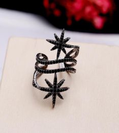 European fashion personality star micro inlaid zircon full diamond ring Jewellery women opening adjustable black and white zircon ri6088949