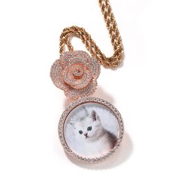 Customized Rose Memory Photo Pendant Necklace for Women and Children Jewelry Gifts 240104