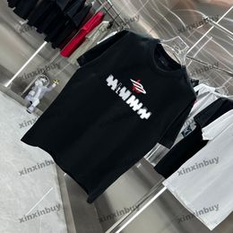 xinxinbuy 2024 Men designer Tee t shirt Paris Letter embroidery Crew Neck short sleeve cotton women Black gray red XS-2XL