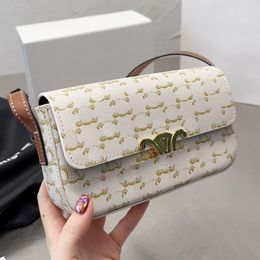 Triomphes Bag Designer Youth Three Person Foreskin Leather Cowhide Bag Crossbody Bag Fabric Printed Bag Saddle Bag 533